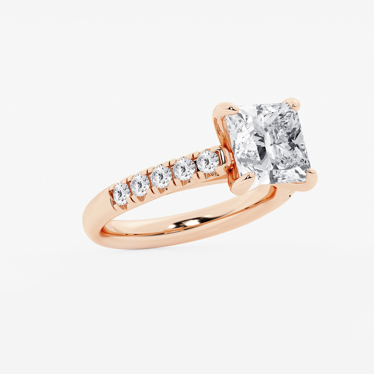 Additional Image 1 for  3 7/8 ctw Princess Lab Grown Diamond French Pave Engagement Ring
