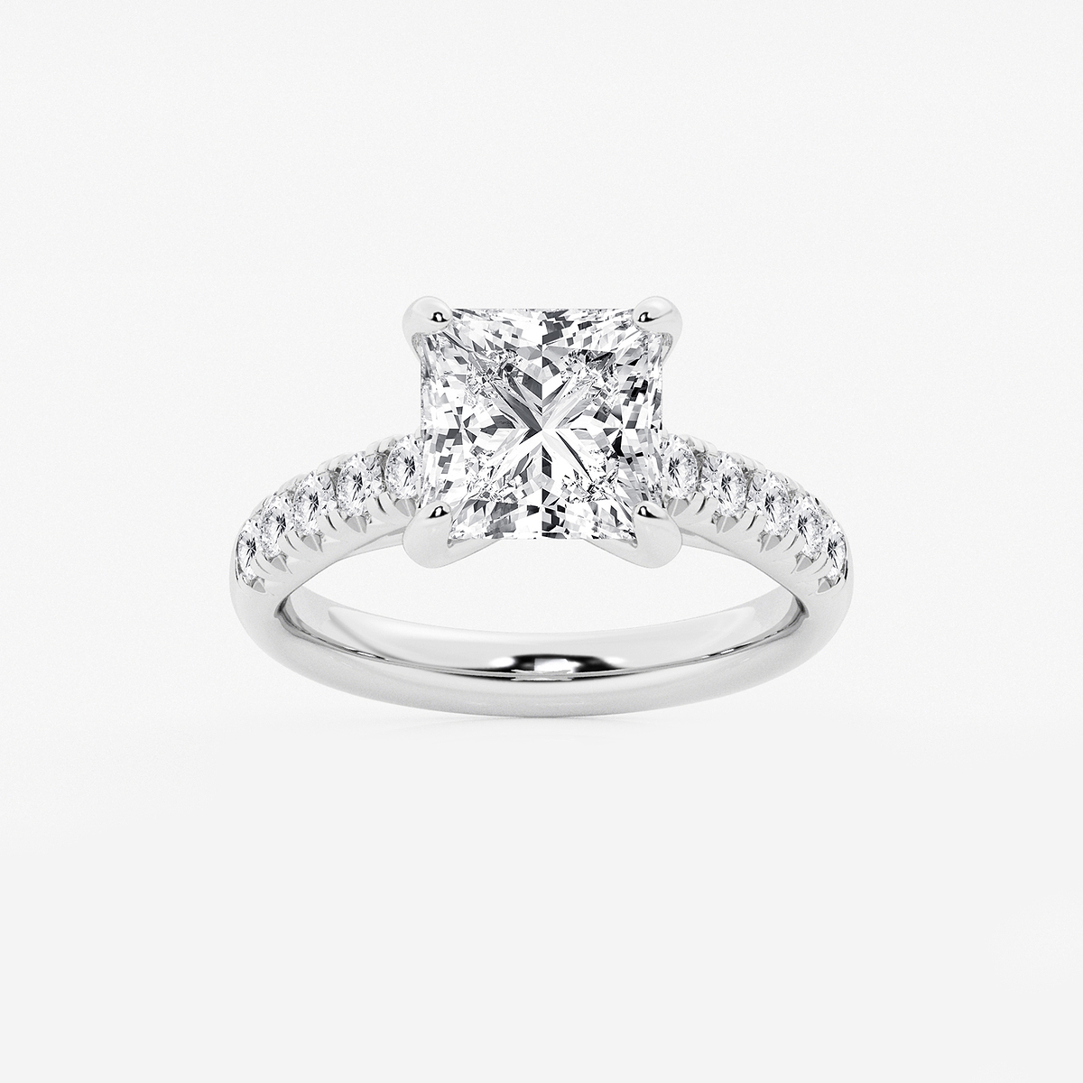 3 7/8 ctw Princess Lab Grown Diamond French Pave Engagement Ring