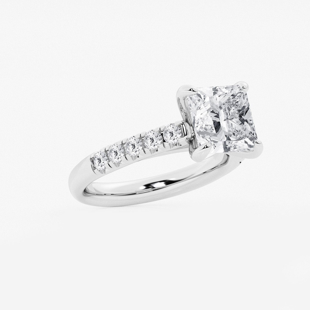 Additional Image 1 for  3 7/8 ctw Princess Lab Grown Diamond French Pave Engagement Ring
