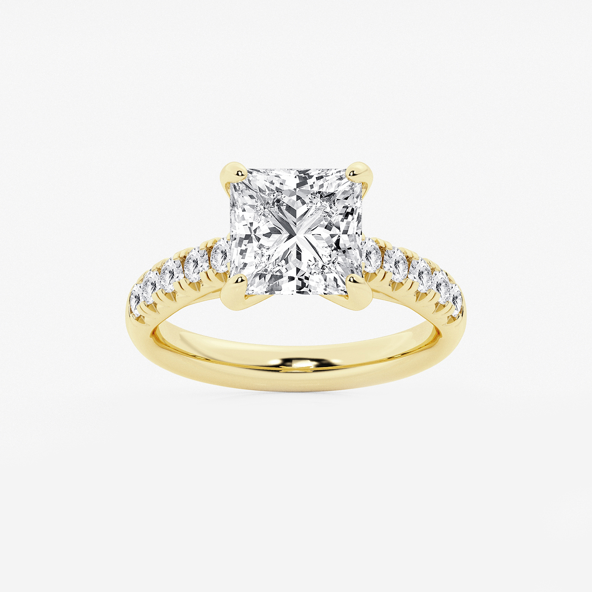 3 7/8 ctw Princess Lab Grown Diamond French Pave Engagement Ring