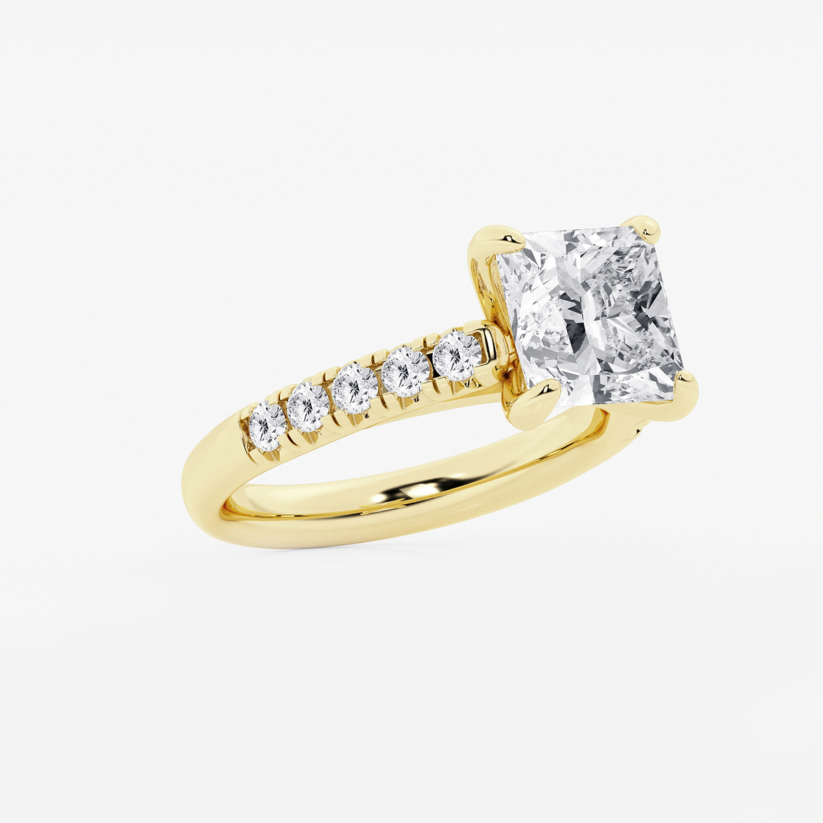 Additional Image 1 for  3 7/8 ctw Princess Lab Grown Diamond French Pave Engagement Ring