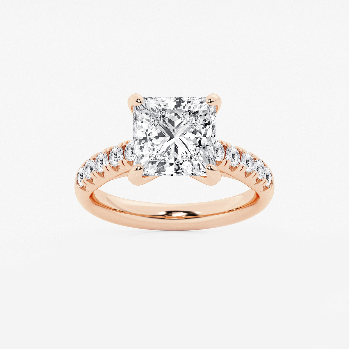 4 2/5 ctw Princess Lab Grown Diamond French Pave Engagement Ring