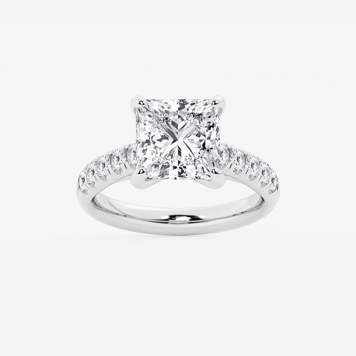 4 2/5 ctw Princess Lab Grown Diamond French Pave Engagement Ring