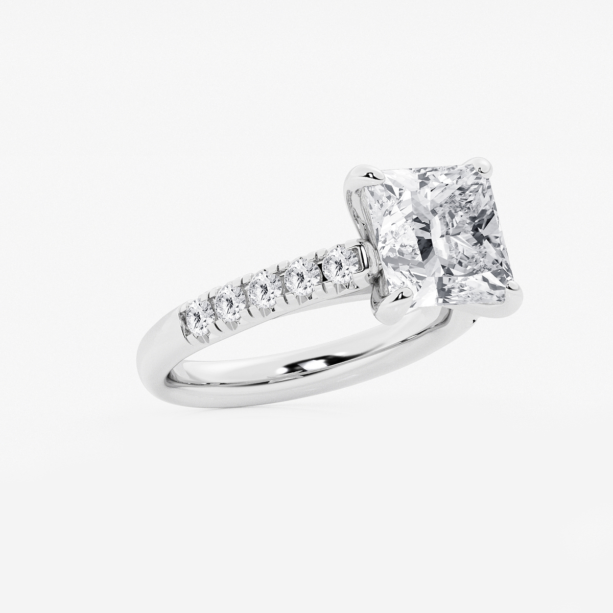 Additional Image 1 for  4 2/5 ctw Princess Lab Grown Diamond French Pave Engagement Ring