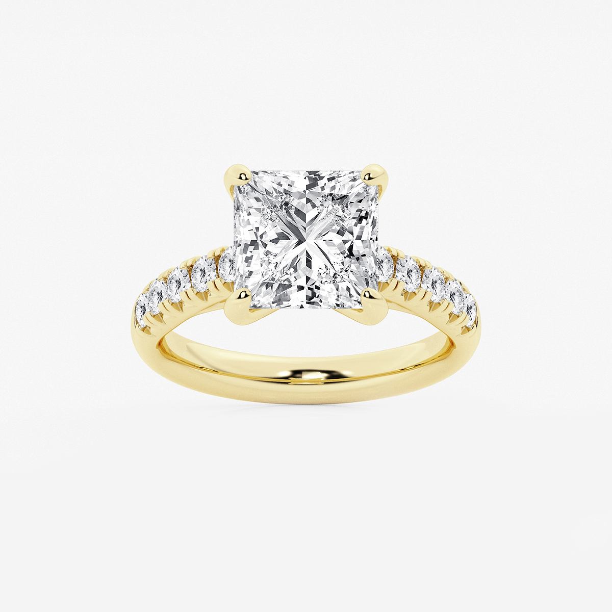 4 2/5 ctw Princess Lab Grown Diamond French Pave Engagement Ring