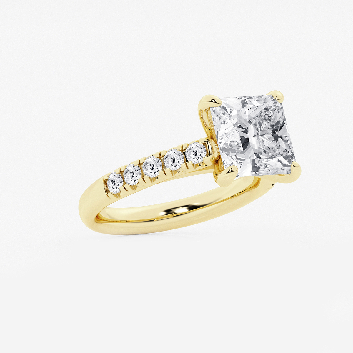 Additional Image 1 for  4 2/5 ctw Princess Lab Grown Diamond French Pave Engagement Ring