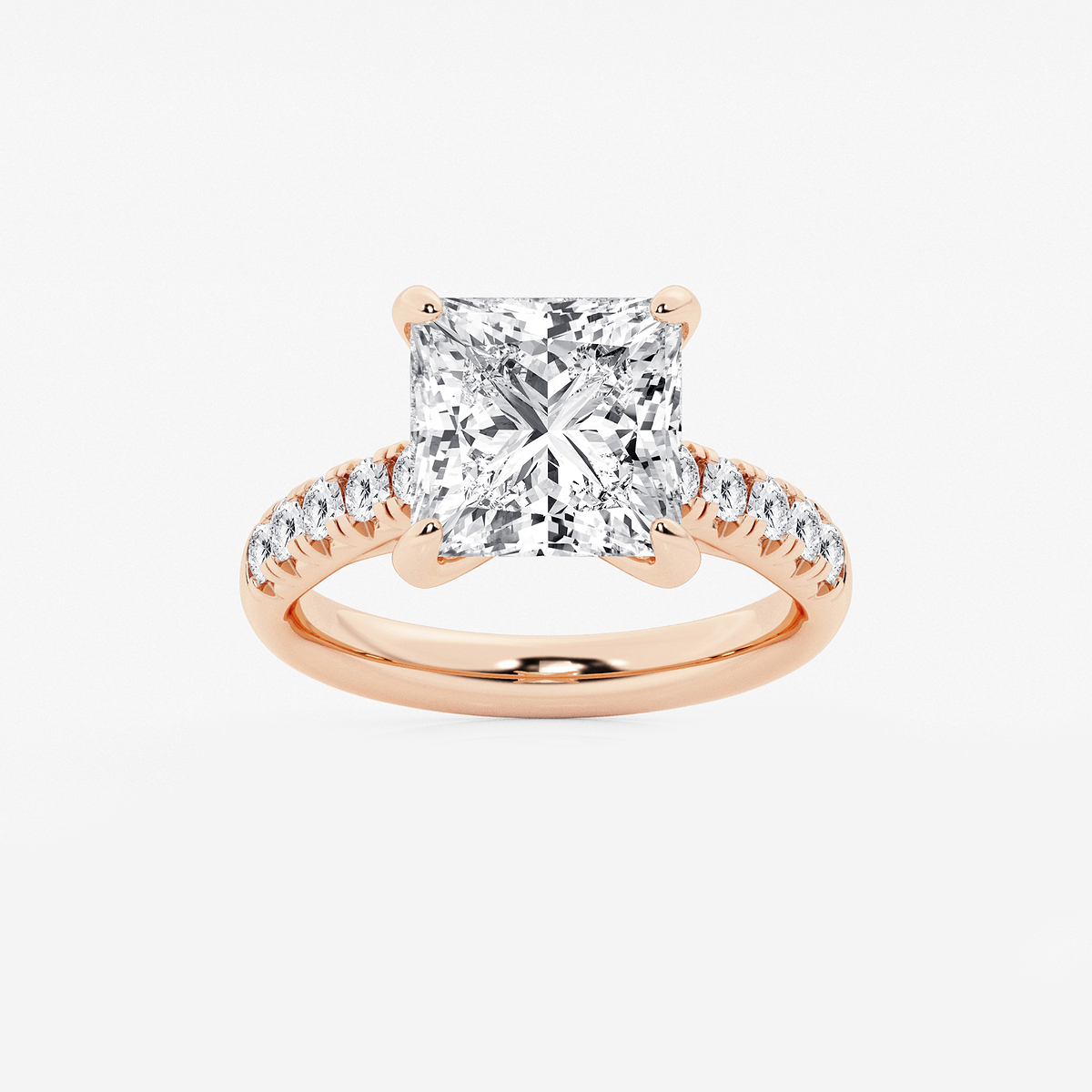 5 2/5 ctw Princess Lab Grown Diamond French Pave Engagement Ring
