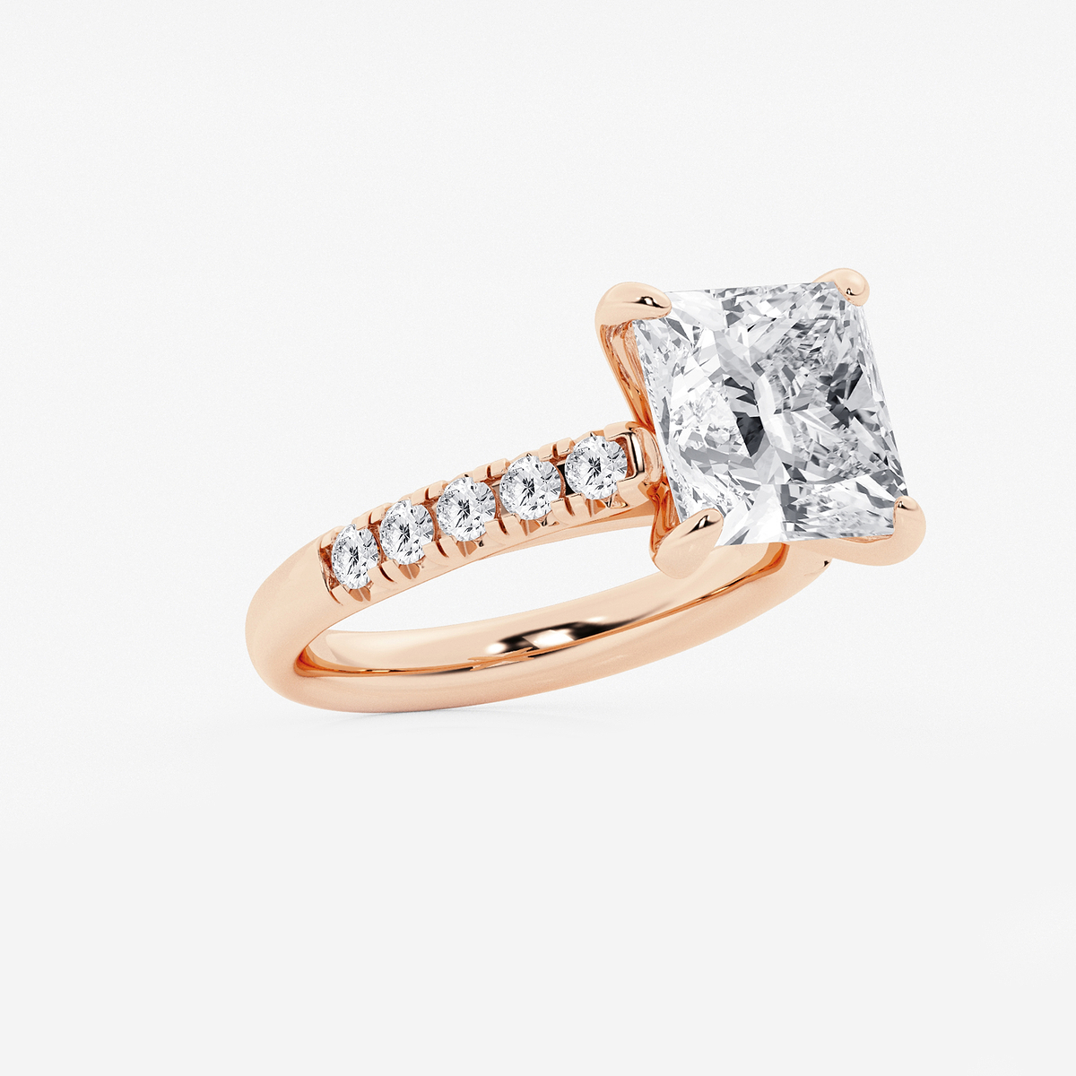Additional Image 1 for  5 2/5 ctw Princess Lab Grown Diamond French Pave Engagement Ring