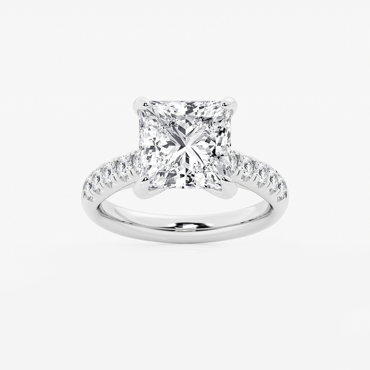 5 2/5 ctw Princess Lab Grown Diamond French Pave Engagement Ring