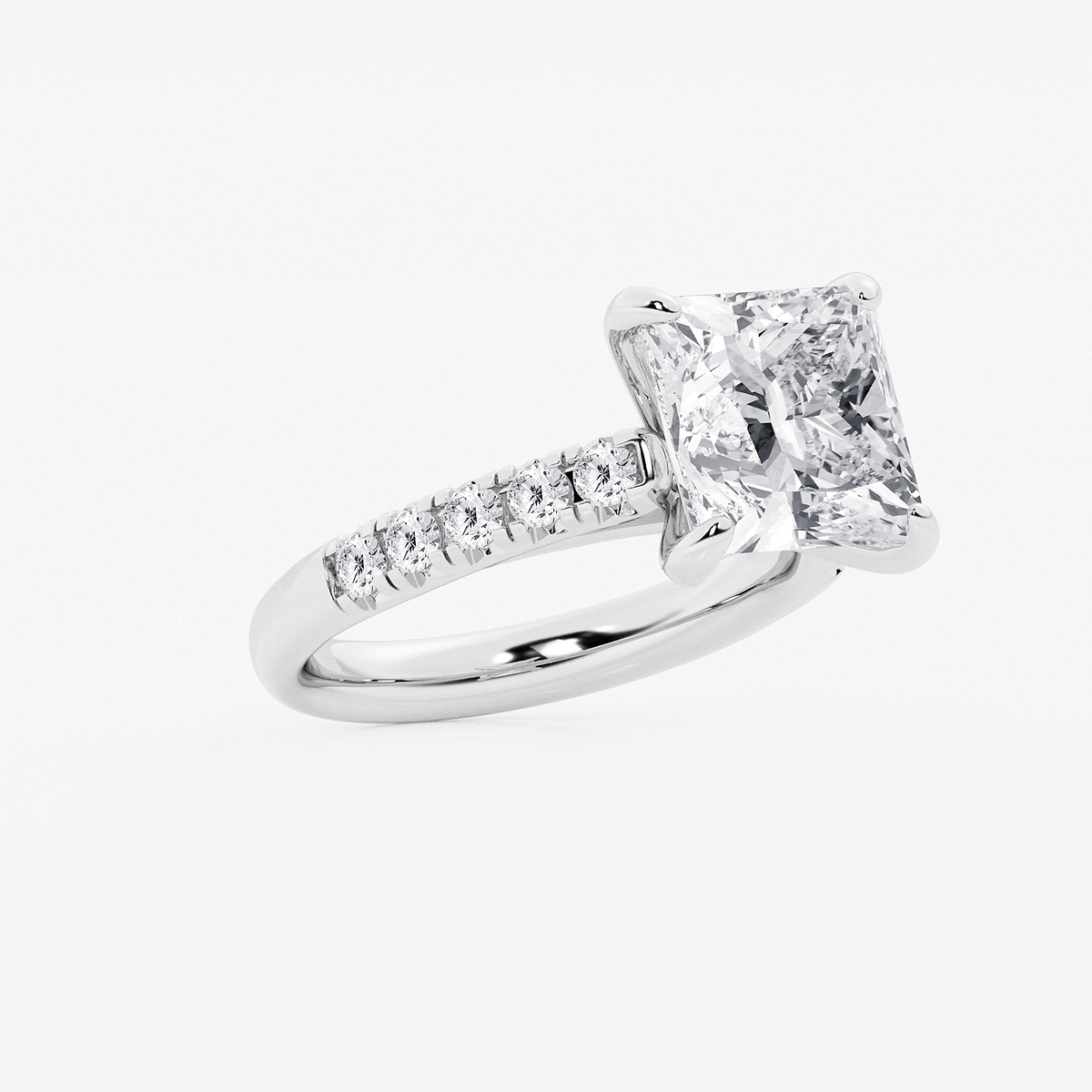Additional Image 1 for  5 2/5 ctw Princess Lab Grown Diamond French Pave Engagement Ring