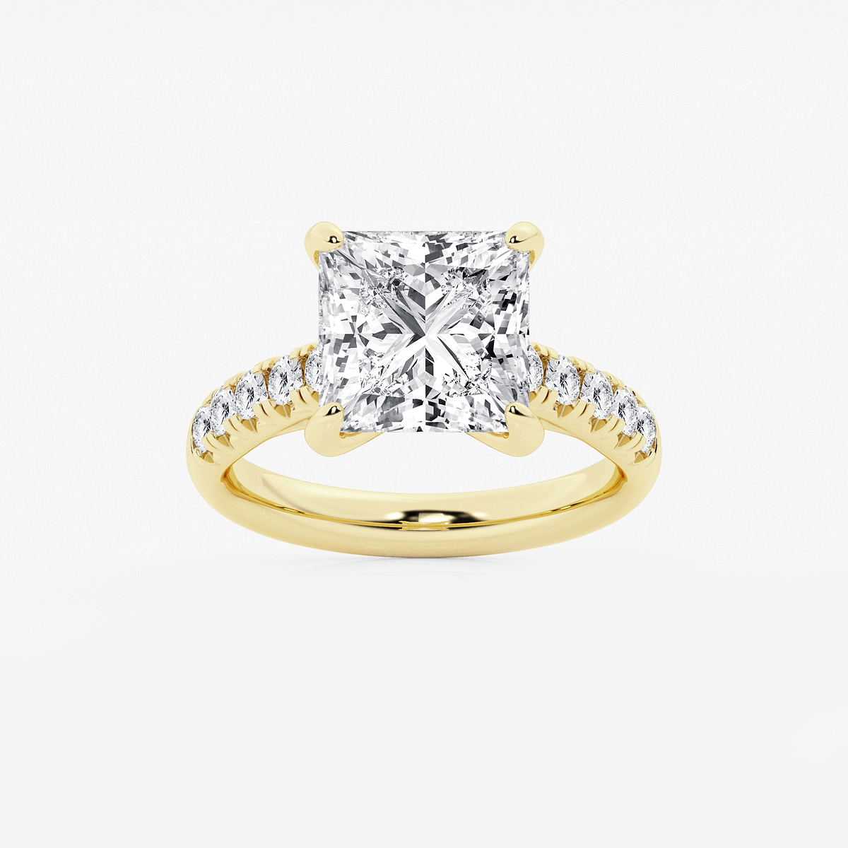 5 2/5 ctw Princess Lab Grown Diamond French Pave Engagement Ring