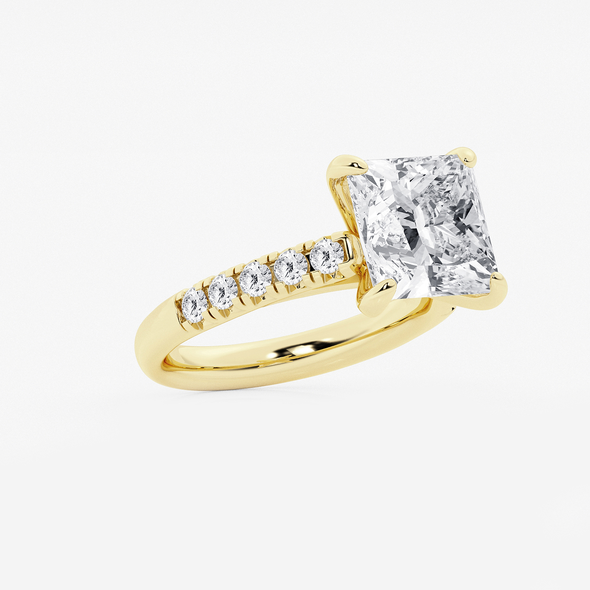 Additional Image 1 for  5 2/5 ctw Princess Lab Grown Diamond French Pave Engagement Ring