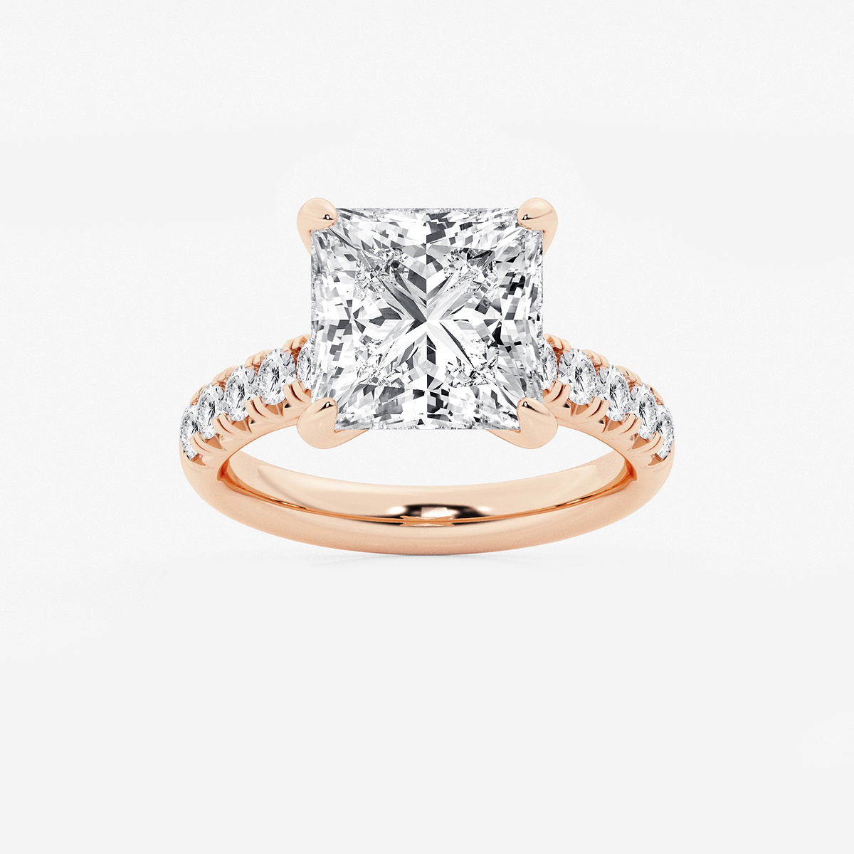 6 1/2 ctw Princess Lab Grown Diamond French Pave Engagement Ring