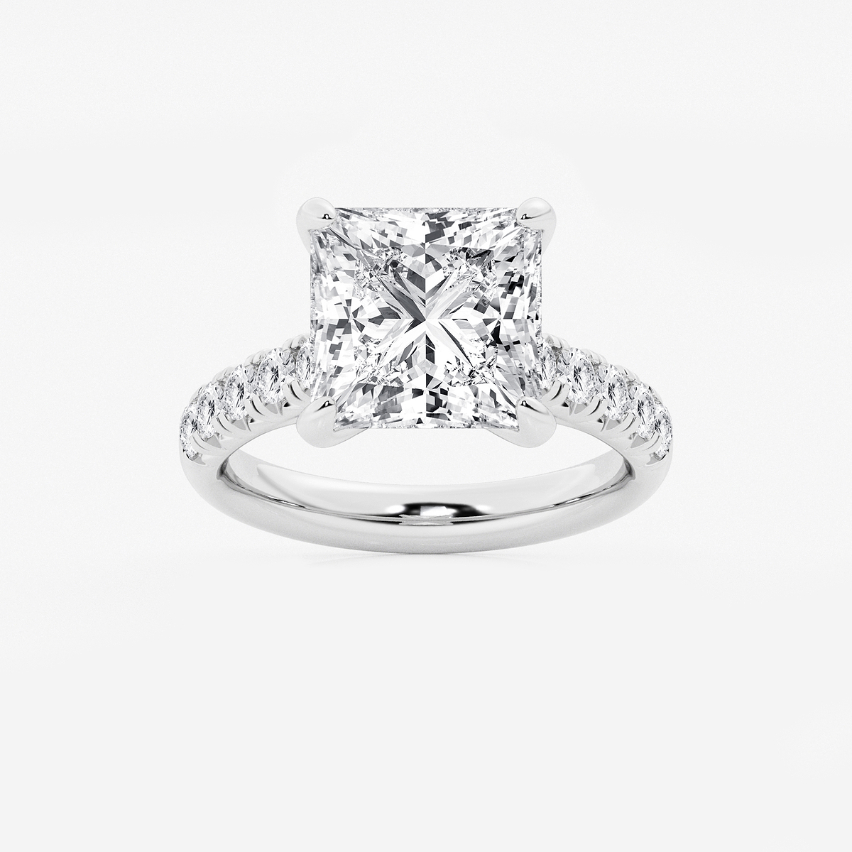 6 1/2 ctw Princess Lab Grown Diamond French Pave Engagement Ring