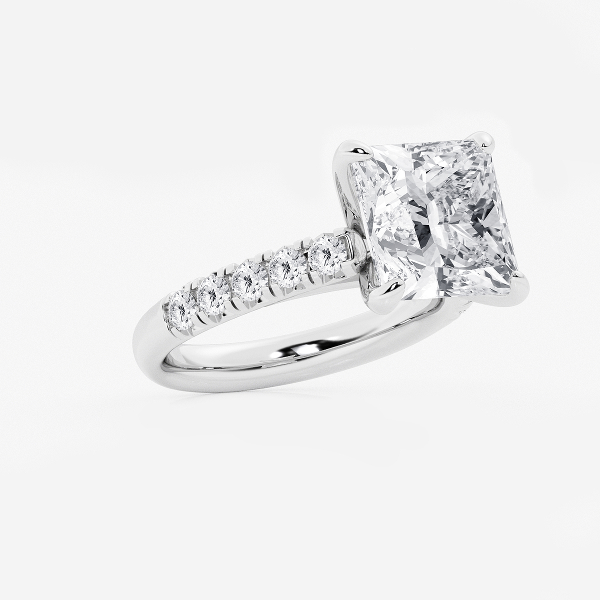 Additional Image 1 for  6 1/2 ctw Princess Lab Grown Diamond French Pave Engagement Ring