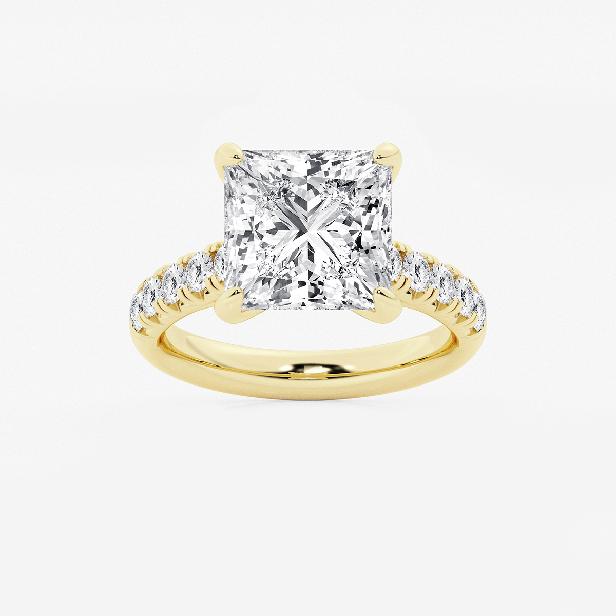 6 1/2 ctw Princess Lab Grown Diamond French Pave Engagement Ring