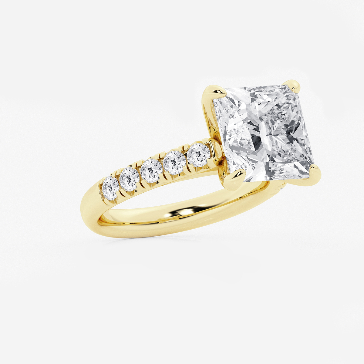 Additional Image 1 for  6 1/2 ctw Princess Lab Grown Diamond French Pave Engagement Ring