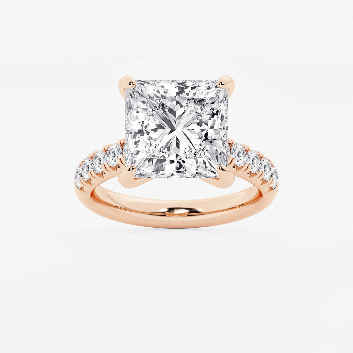 8 1/2 ctw Princess Lab Grown Diamond French Pave Engagement Ring