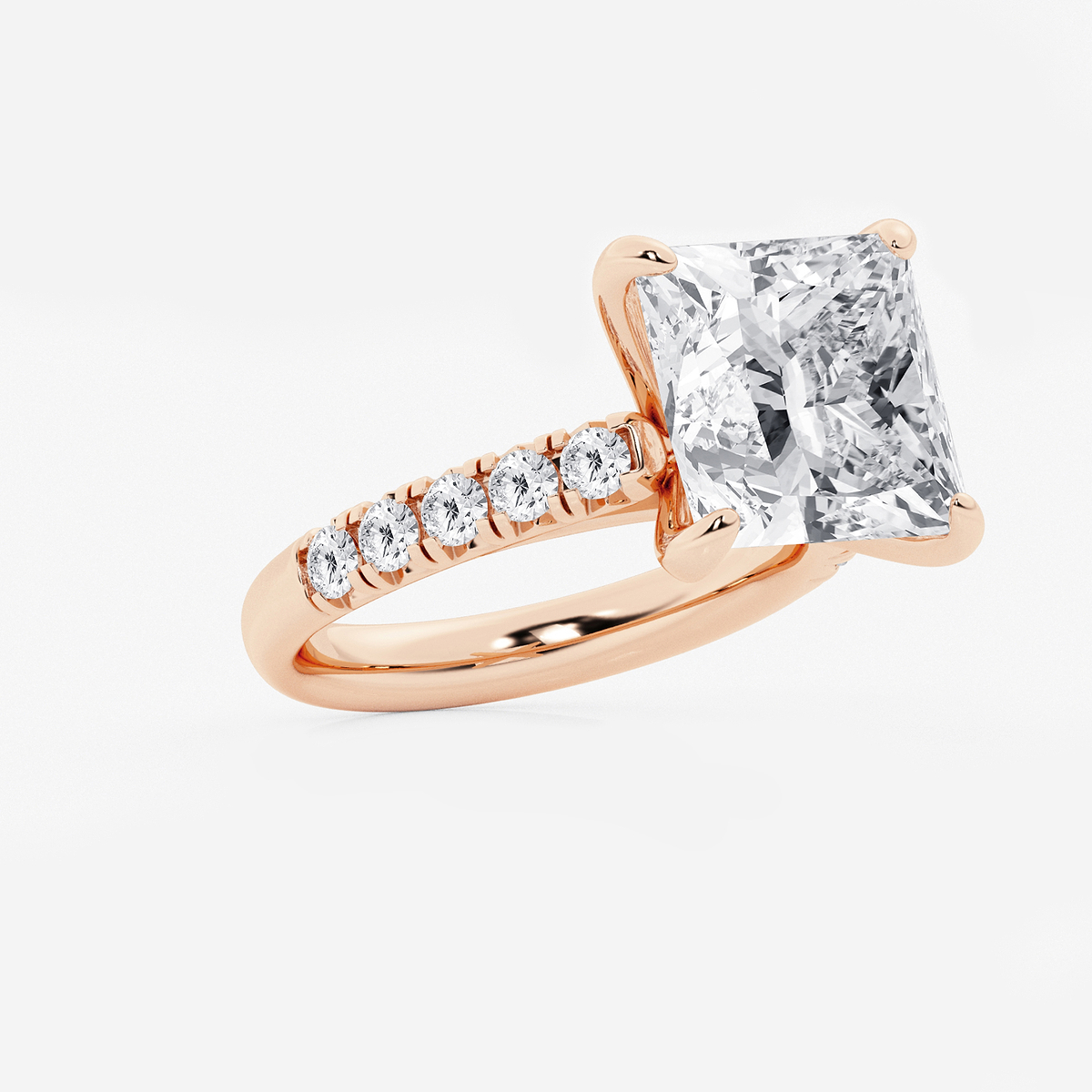 Additional Image 1 for  8 1/2 ctw Princess Lab Grown Diamond French Pave Engagement Ring