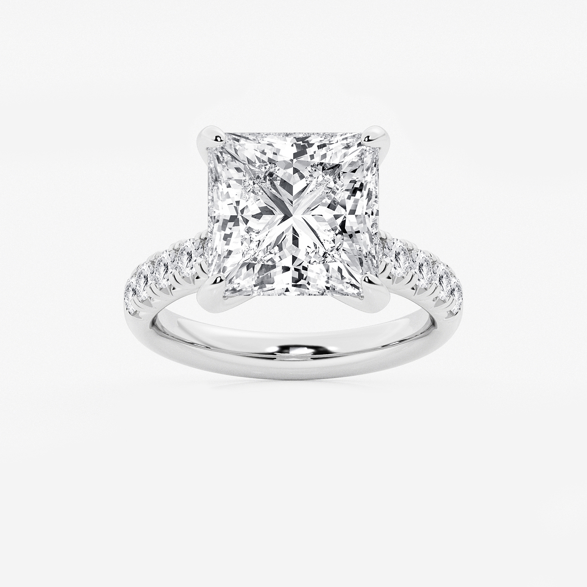 8 1/2 ctw Princess Lab Grown Diamond French Pave Engagement Ring