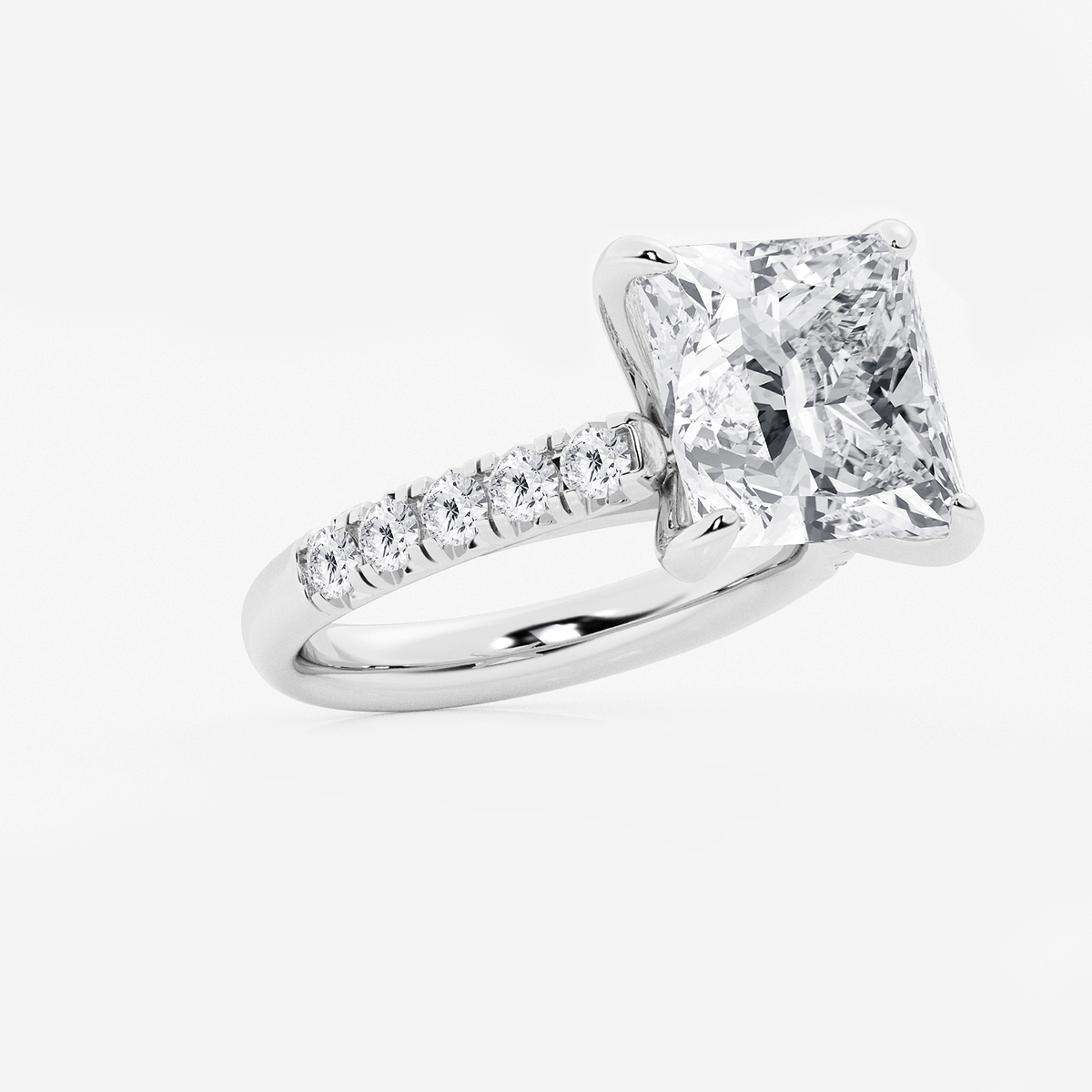 Additional Image 1 for  8 1/2 ctw Princess Lab Grown Diamond French Pave Engagement Ring