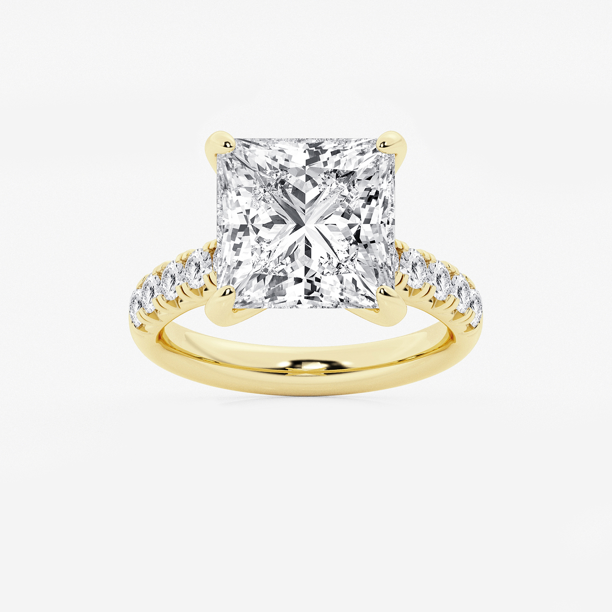 8 1/2 ctw Princess Lab Grown Diamond French Pave Engagement Ring