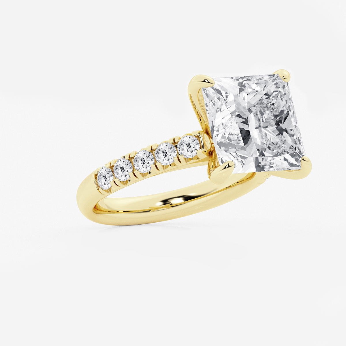 Additional Image 1 for  8 1/2 ctw Princess Lab Grown Diamond French Pave Engagement Ring