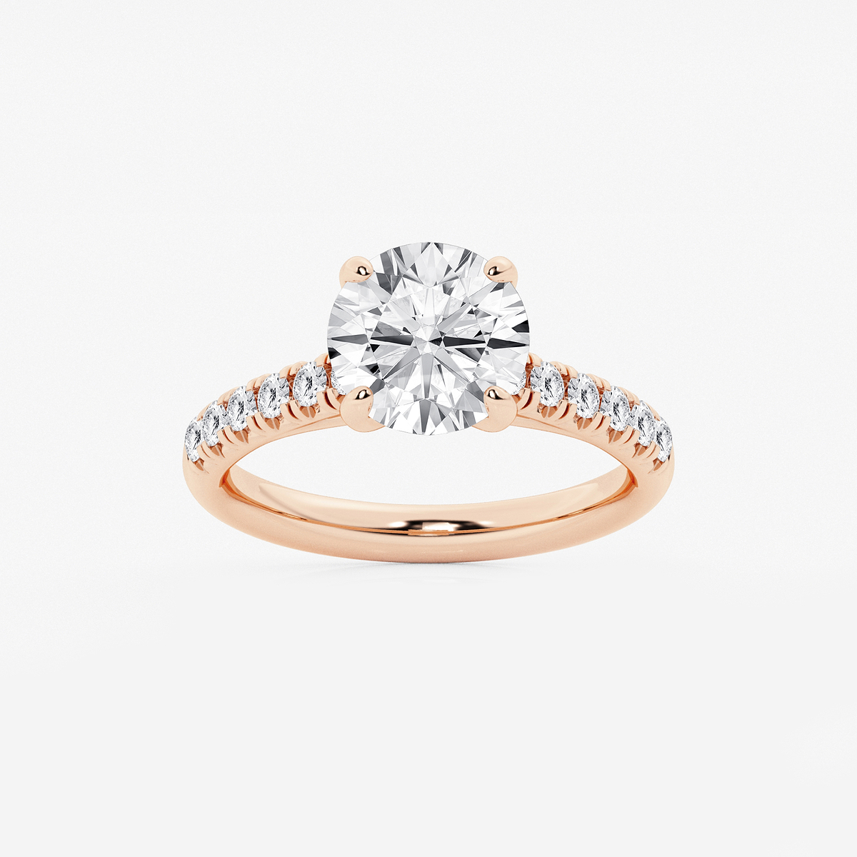 2 7/8 ctw Round Lab Grown Diamond French Pave Engagement Ring