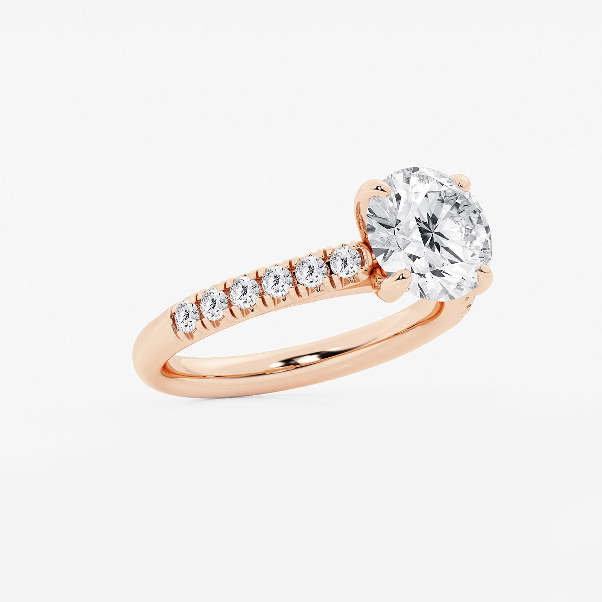 Additional Image 1 for  2 7/8 ctw Round Lab Grown Diamond French Pave Engagement Ring