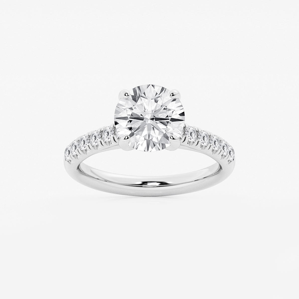 2 7/8 ctw Round Lab Grown Diamond French Pave Engagement Ring