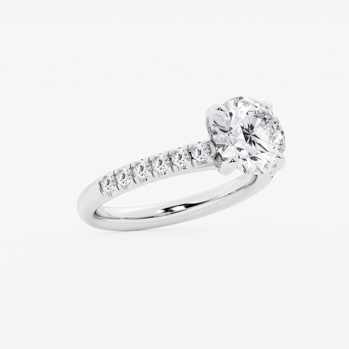 Additional Image 1 for  2 7/8 ctw Round Lab Grown Diamond French Pave Engagement Ring