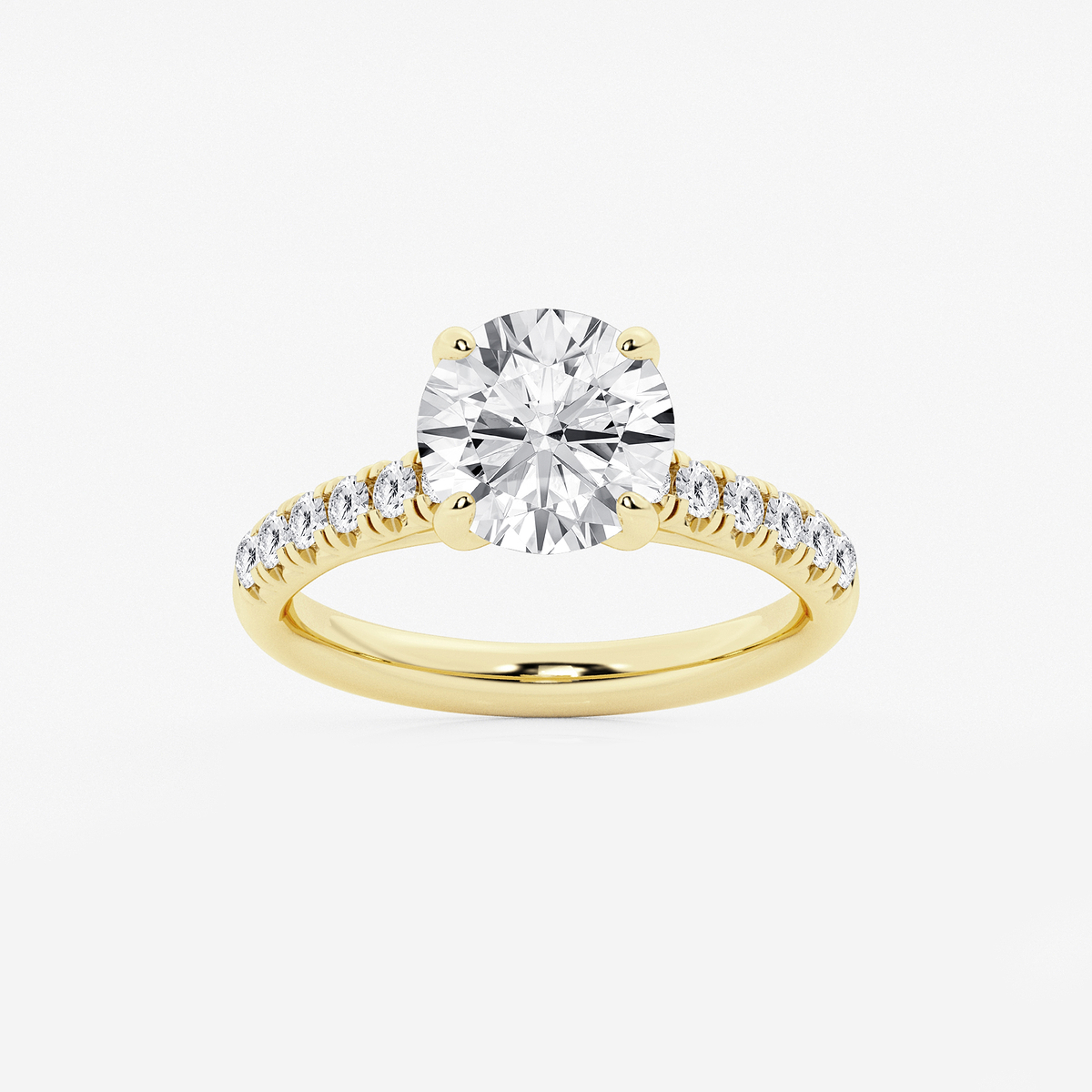 2 7/8 ctw Round Lab Grown Diamond French Pave Engagement Ring
