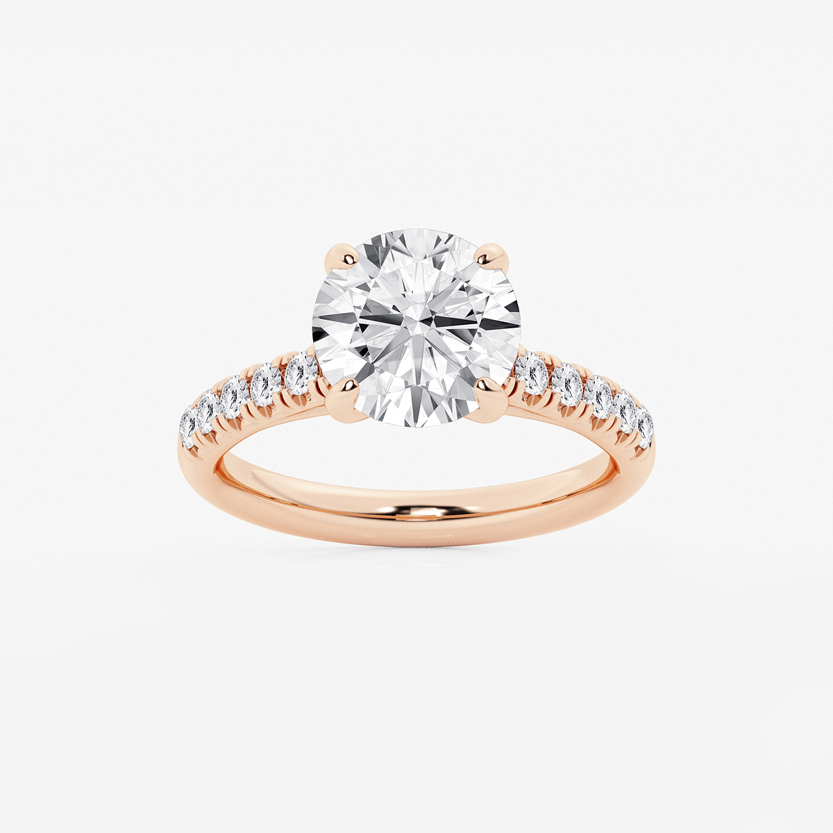 3 2/5 ctw Round Lab Grown Diamond French Pave Engagement Ring