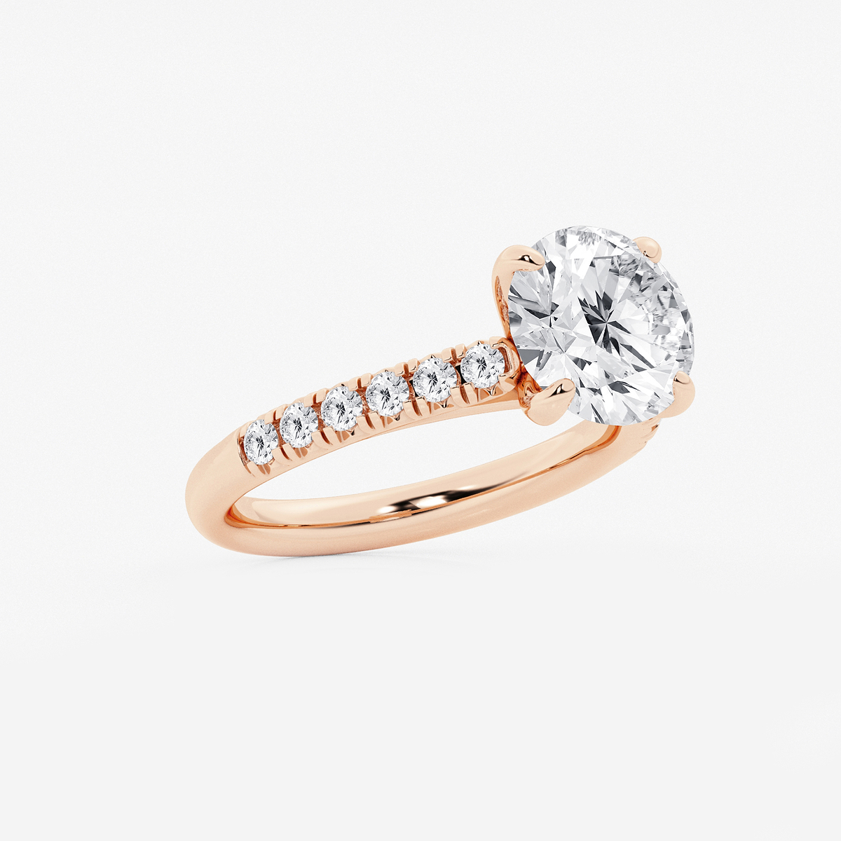 Additional Image 1 for  3 2/5 ctw Round Lab Grown Diamond French Pave Engagement Ring