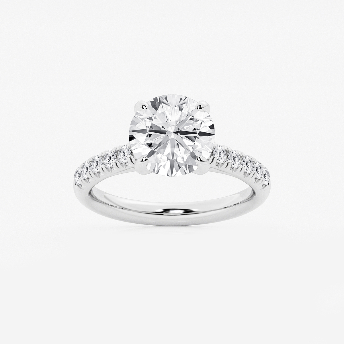 3 2/5 ctw Round Lab Grown Diamond French Pave Engagement Ring