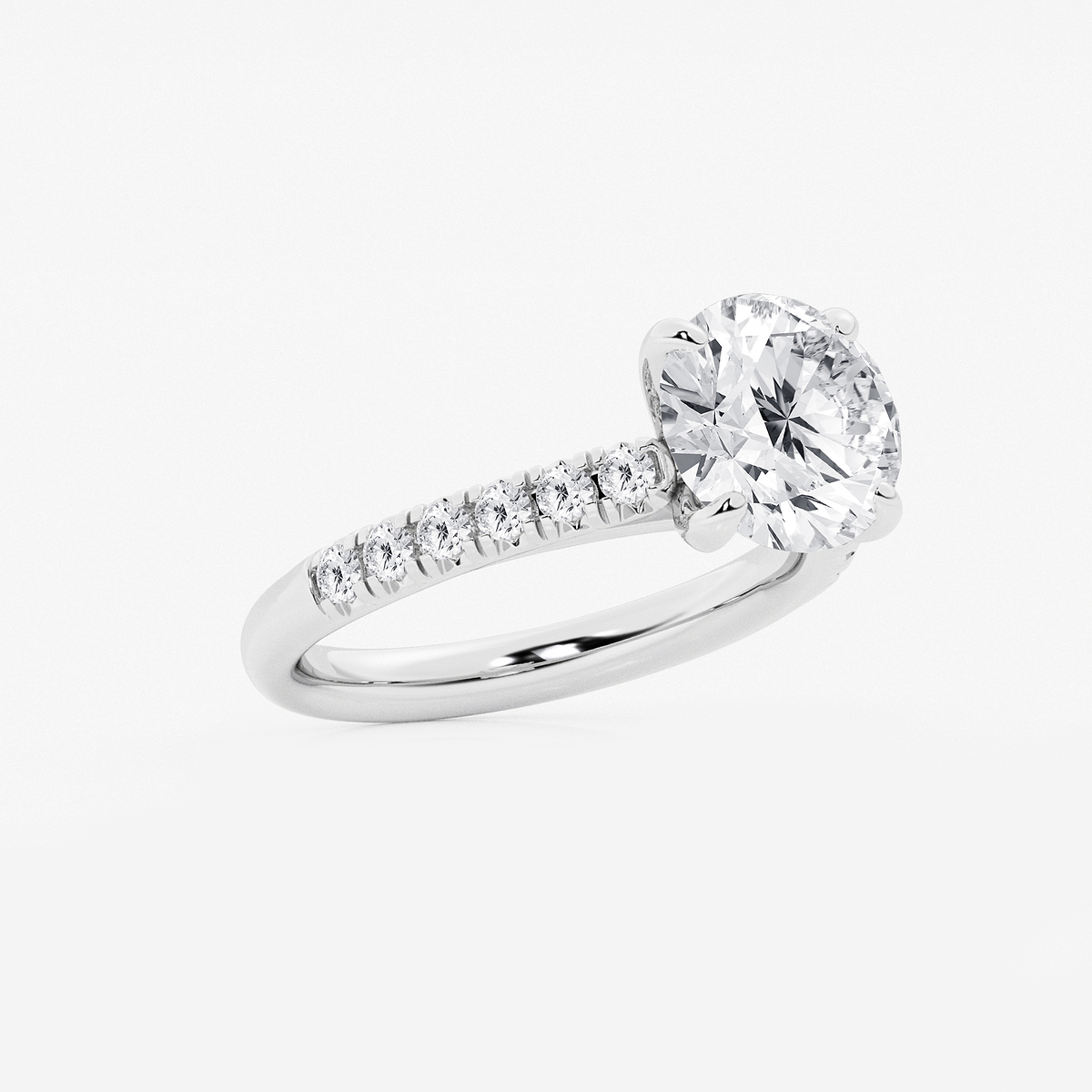 Additional Image 1 for  3 2/5 ctw Round Lab Grown Diamond French Pave Engagement Ring