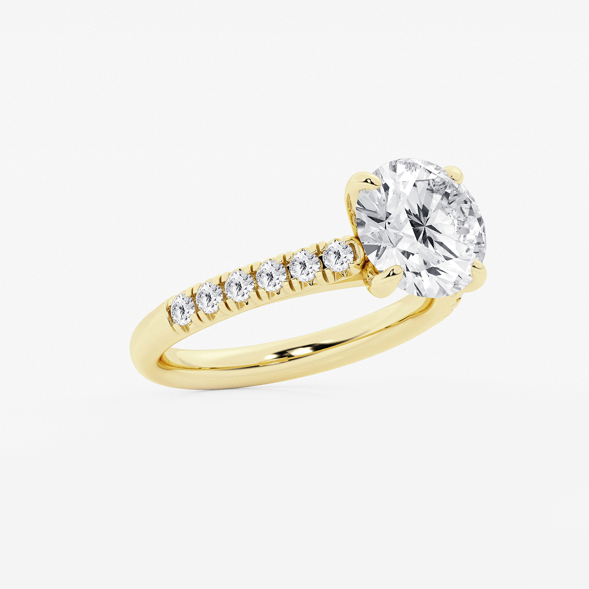 Additional Image 1 for  3 2/5 ctw Round Lab Grown Diamond French Pave Engagement Ring