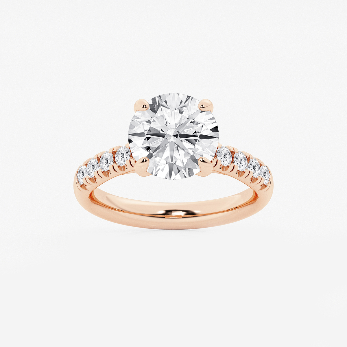 3 7/8 ctw Round Lab Grown Diamond French Pave Engagement Ring
