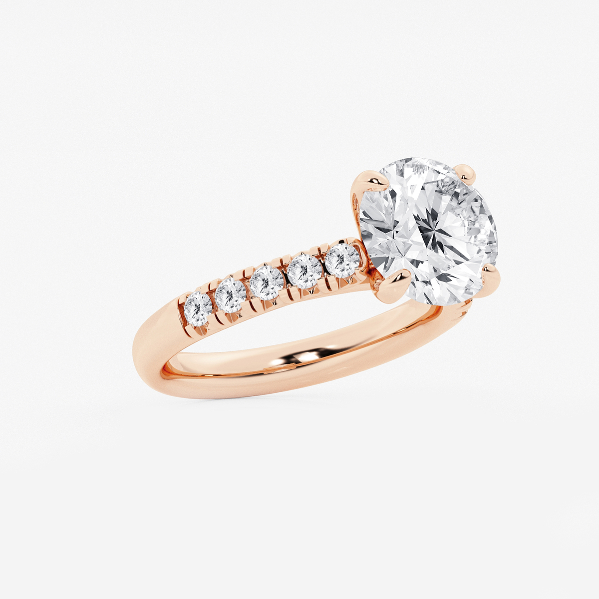 Additional Image 1 for  3 7/8 ctw Round Lab Grown Diamond French Pave Engagement Ring
