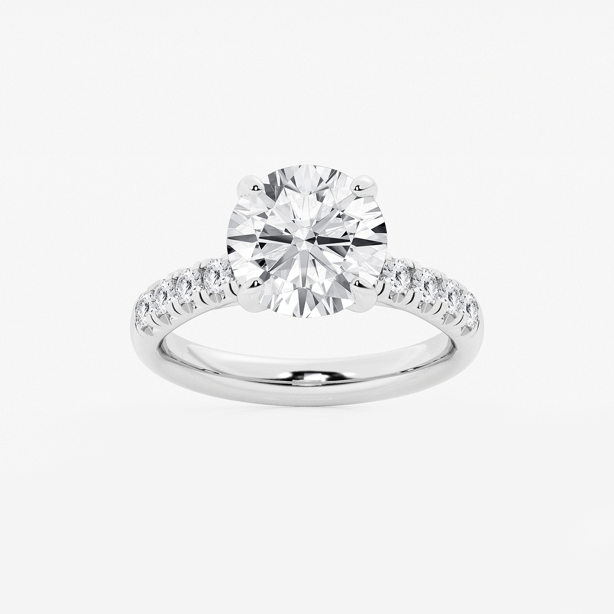 3 7/8 ctw Round Lab Grown Diamond French Pave Engagement Ring