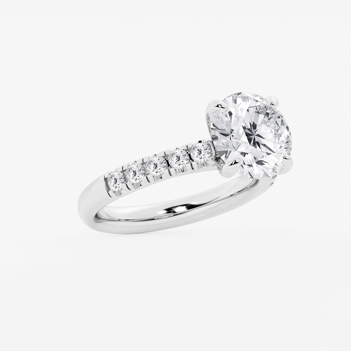 Additional Image 1 for  3 7/8 ctw Round Lab Grown Diamond French Pave Engagement Ring