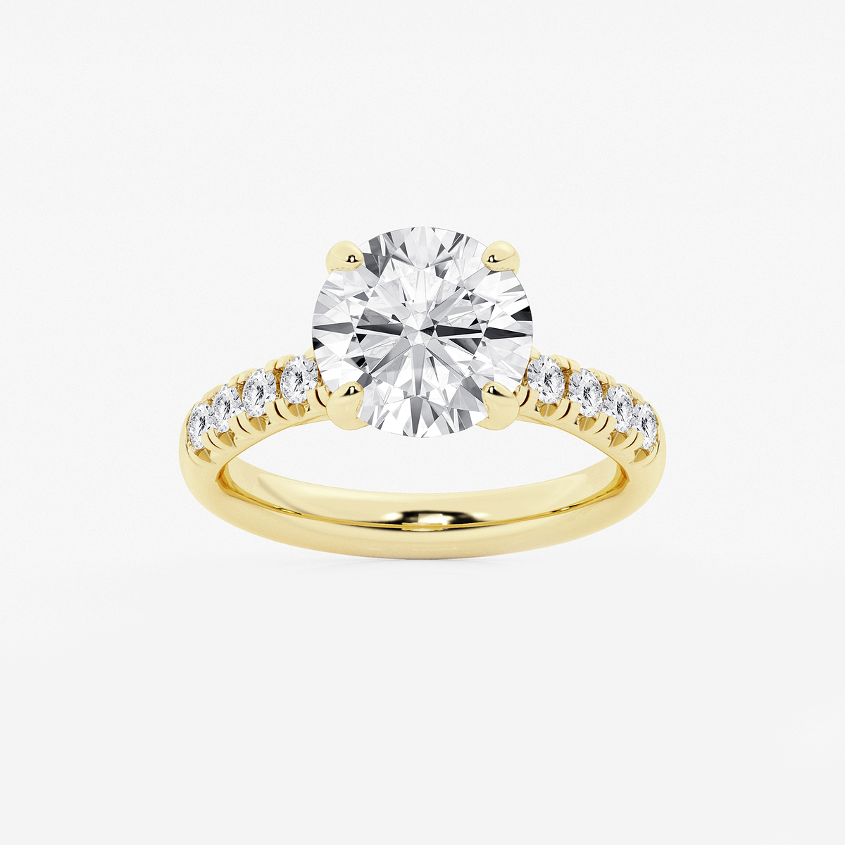 3 7/8 ctw Round Lab Grown Diamond French Pave Engagement Ring