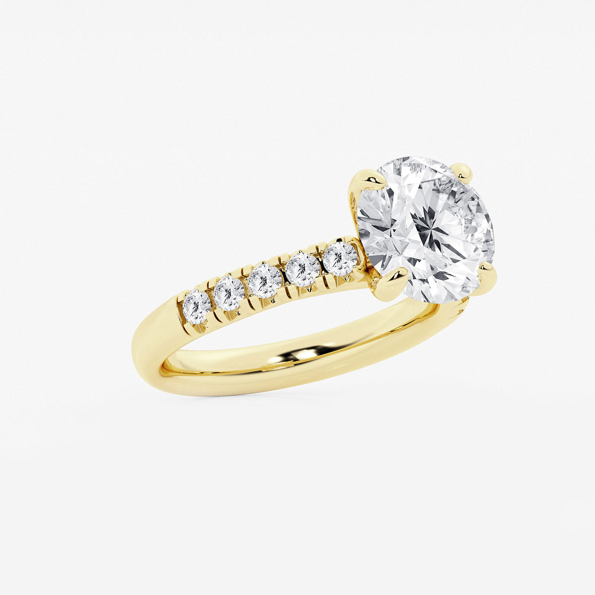 Additional Image 1 for  3 7/8 ctw Round Lab Grown Diamond French Pave Engagement Ring