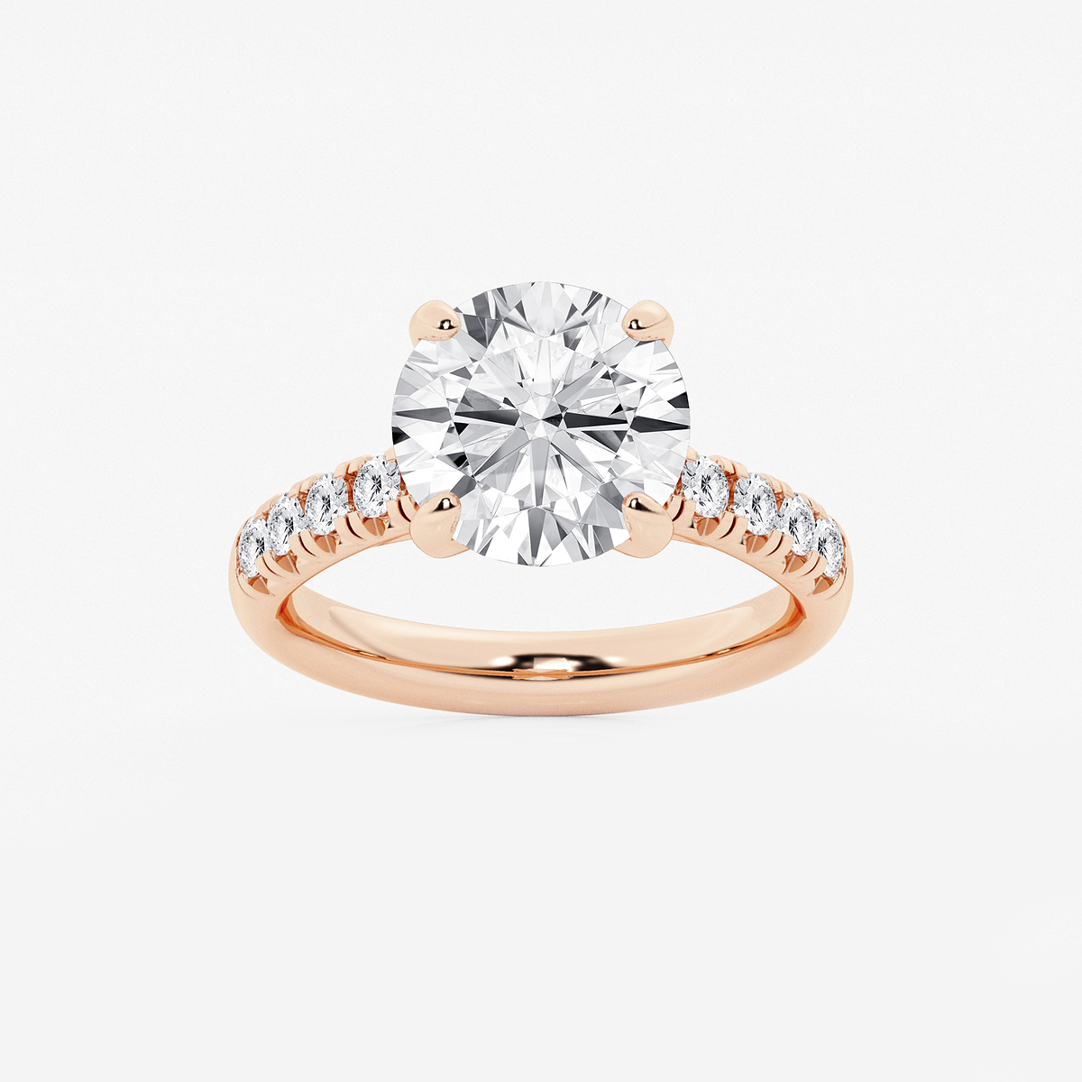 4 2/5 ctw Round Lab Grown Diamond French Pave Engagement Ring
