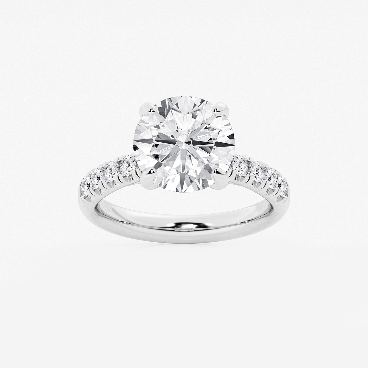 4 2/5 ctw Round Lab Grown Diamond French Pave Engagement Ring