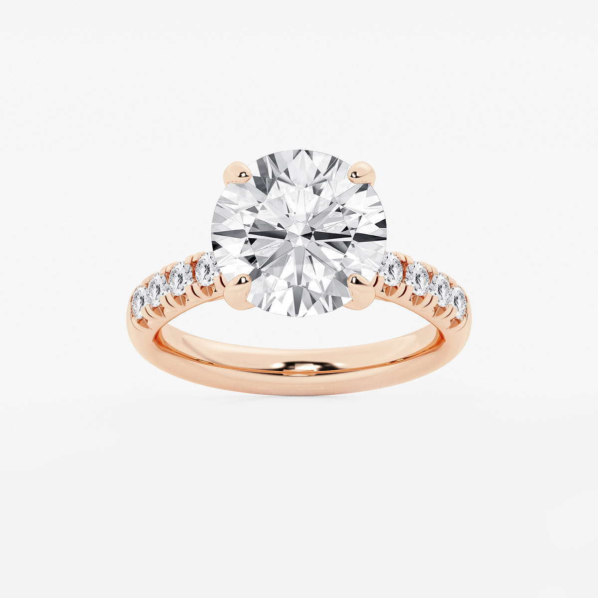 5 2/5 ctw Round Lab Grown Diamond French Pave Engagement Ring