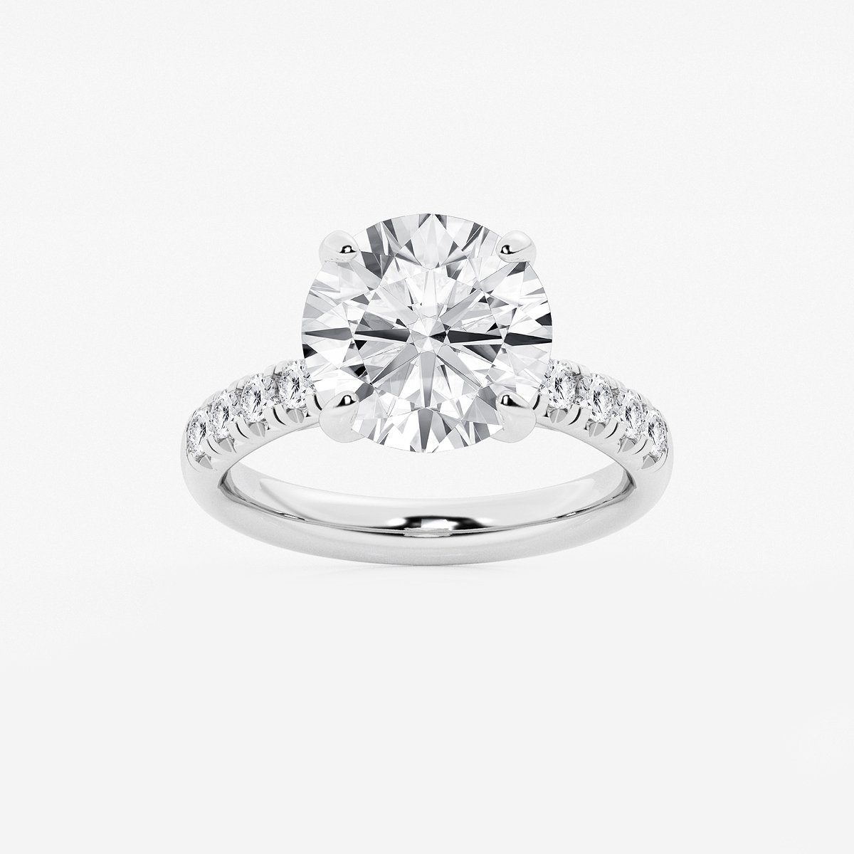 5 2/5 ctw Round Lab Grown Diamond French Pave Engagement Ring