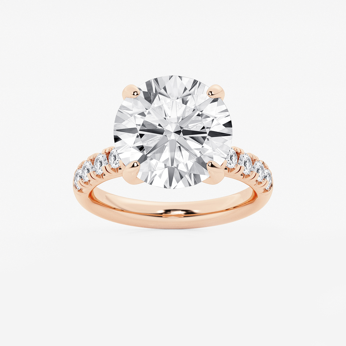 8 1/2 ctw Round Lab Grown Diamond French Pave Engagement Ring