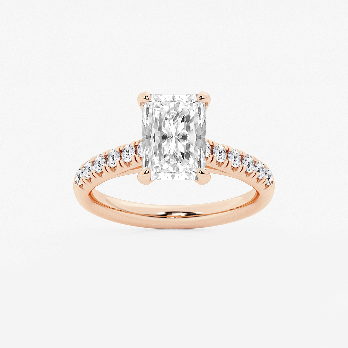 2 7/8 ctw Radiant Lab Grown Diamond French Pave Engagement Ring
