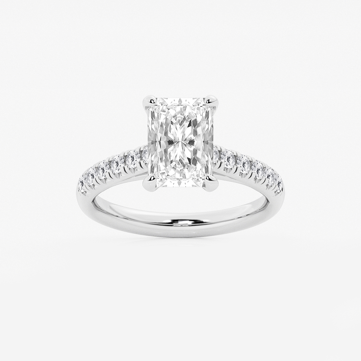 2 7/8 ctw Radiant Lab Grown Diamond French Pave Engagement Ring